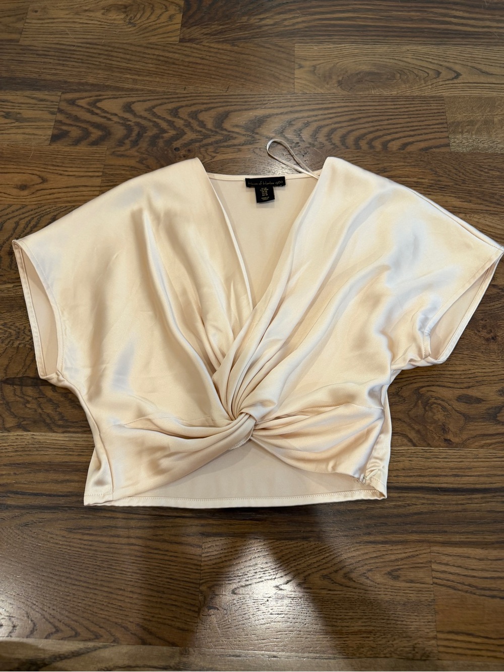 Twist-Front Satin Crop Top in Ivory